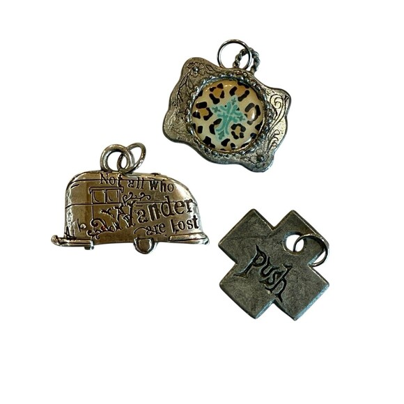 Set of 3 RHR Designs for Junk Gypsy Charms – Camper, Cross “Push,” Leopard Boho - Picture 1 of 7